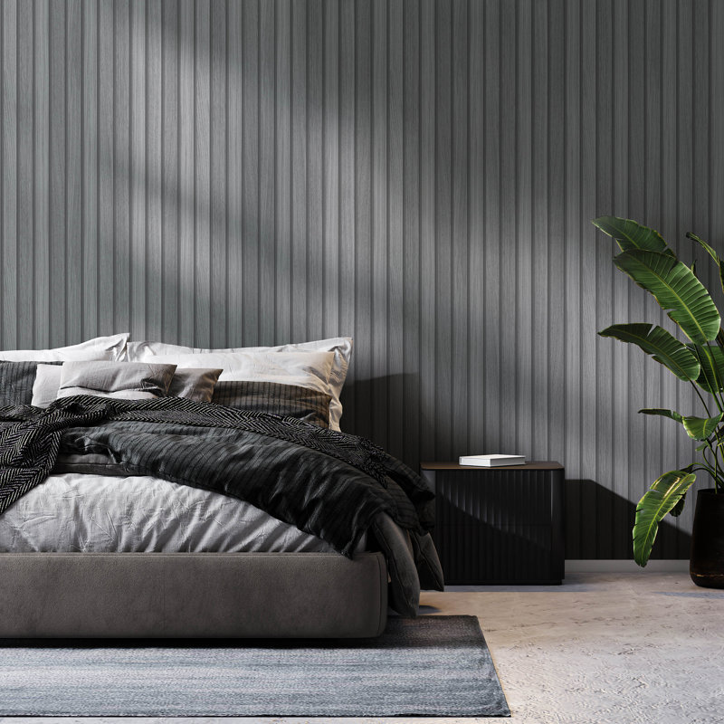 Camallea Striped Vinyl Peel & Stick Wallpaper Double Roll, Gray