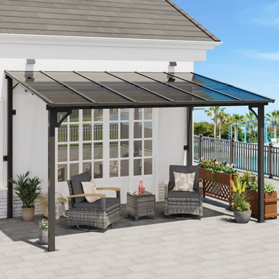 Pavillon de jardin, Pavillon de jardin mural, Pavillons de jardin inclinés en métal, Pergola de pavillon avec toit incliné, Auvent de patio pour terrasse, Cour arrière