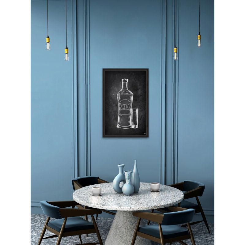 « vodka bouteille », reproduction d’art encadrée, H 18 po x l 12 po x P 1,5 po