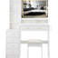 Table de meuble-lavabo de 41 po 41 po. Miroir à DEL à commande tactile 3 couleurs, 2 prises AC +. Tabouret rembourré. Design américain blanc., Très grand miroir extra gauche avec interrupteur.