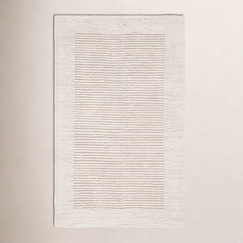 Tapis en laine / coton tissé à la main Burdick en ivoire / beige, Rectangulaire 8 pi x 10 pi