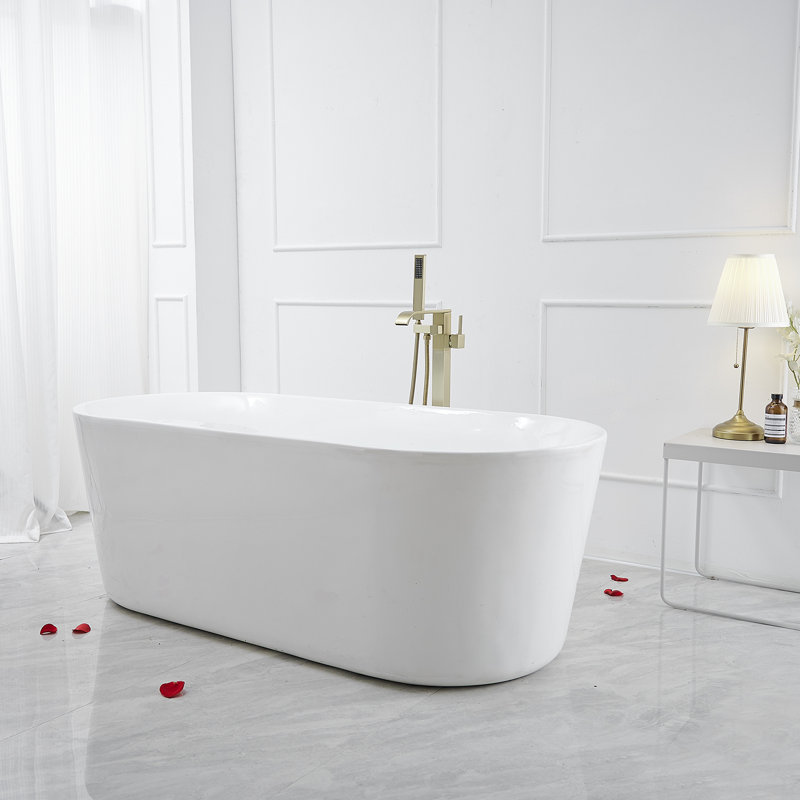 Floor Tub Spout with Diverter, Brushed Gold