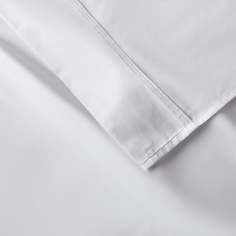 Danfield Cotton Sateen Sheet Set, Queen Sheet Set + 1 Fitted Sheet + 2 Pillowcases, White