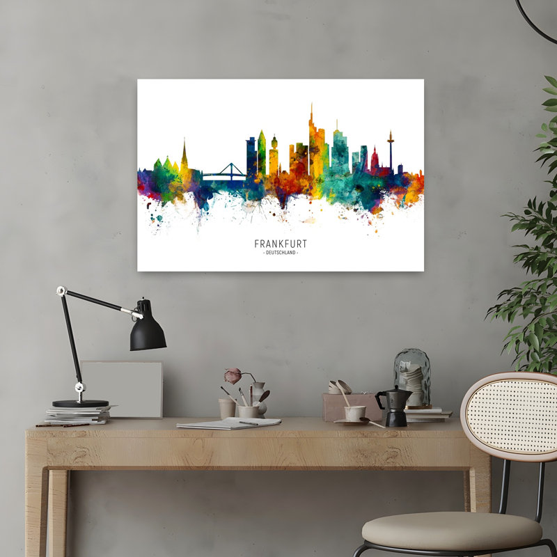 Vibrant Frankfurt Skyline by Michael Tompsett - Wrapped Canvas Print, 60.96 cm H x 40.64 cm W