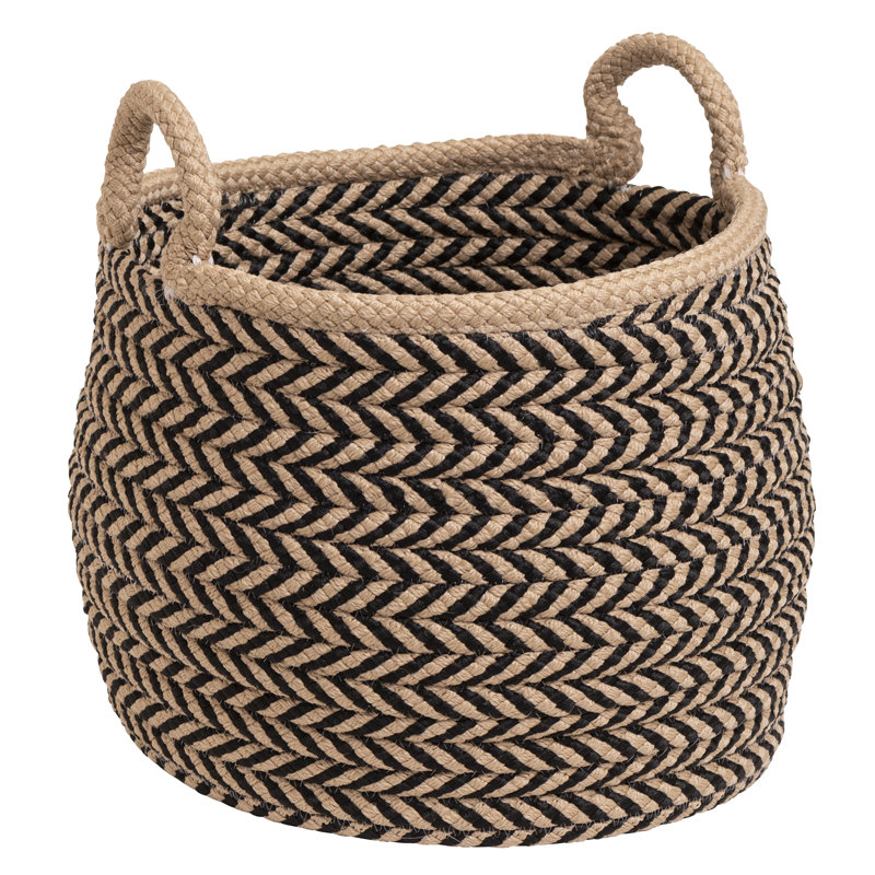 Preve Storage Basket with Handles, Taupe/Black, 17" H x 18" W x 17" D