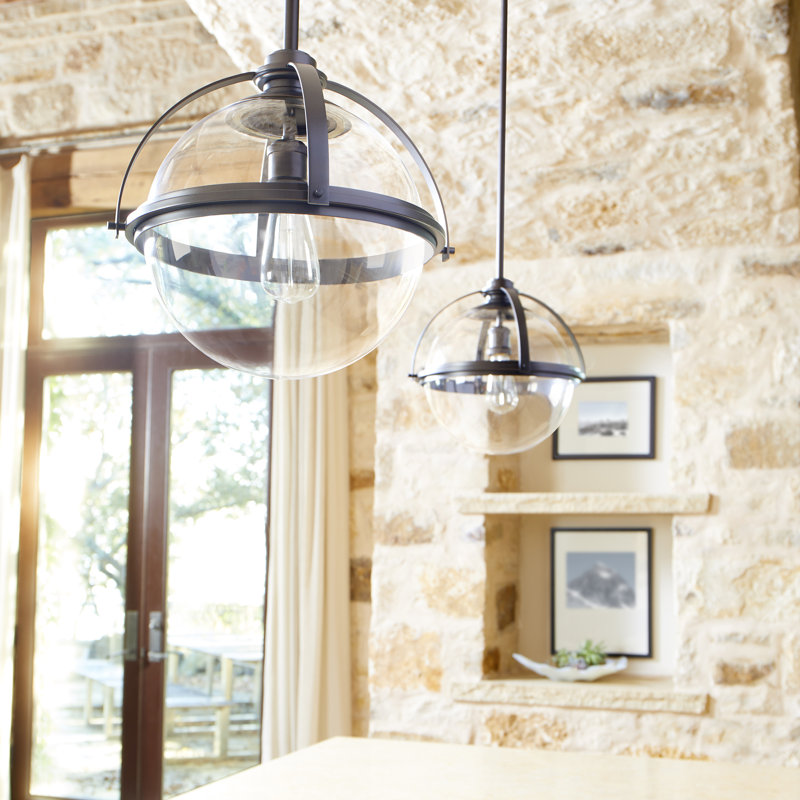 Doucet 1 - Light Sphere Pendant, Satin Nickel, 12" H x 12.5" W x 5" D