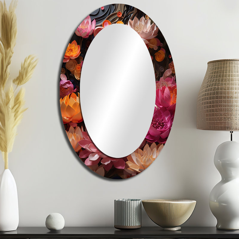 Miroir mural traditionnel ovale en or rose, 36 po x 24 po