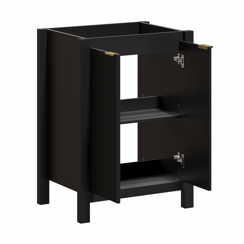 Base de meuble-lavabo simple 24 po seulement, Noir, noir, noir, noir