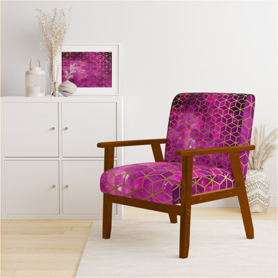 Fauteuil rembourré d'appoint moderne 'Cubes sur ciel nocturne rose' Garnelle