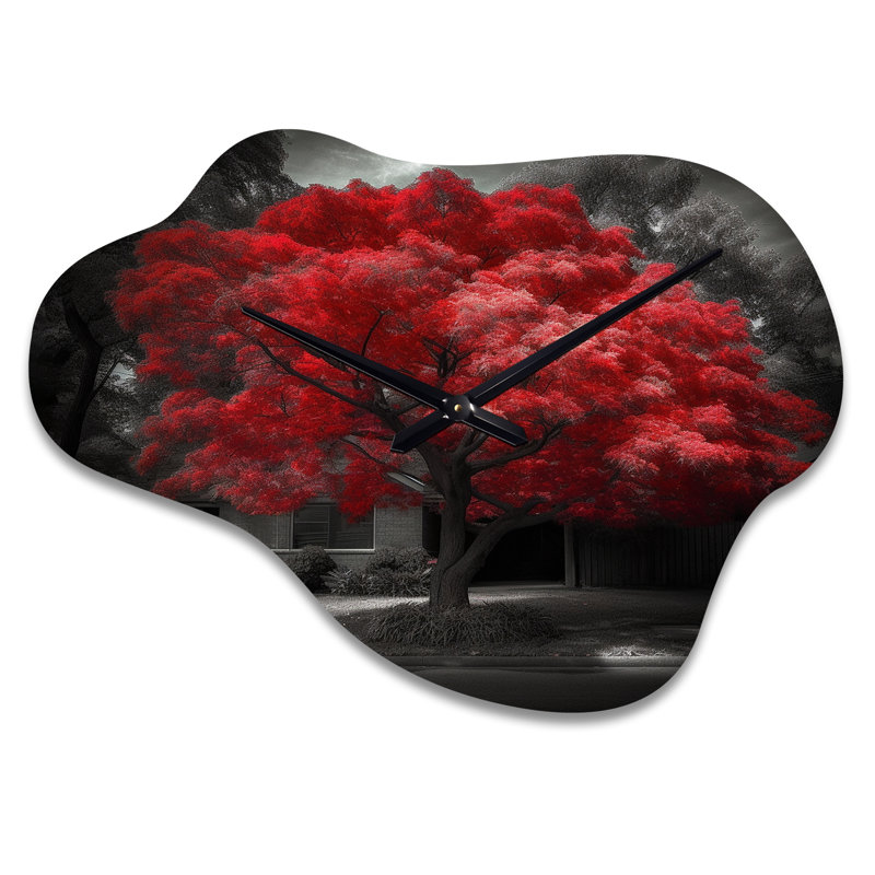 Horloge murale rouge en métal Chaumont, Petit