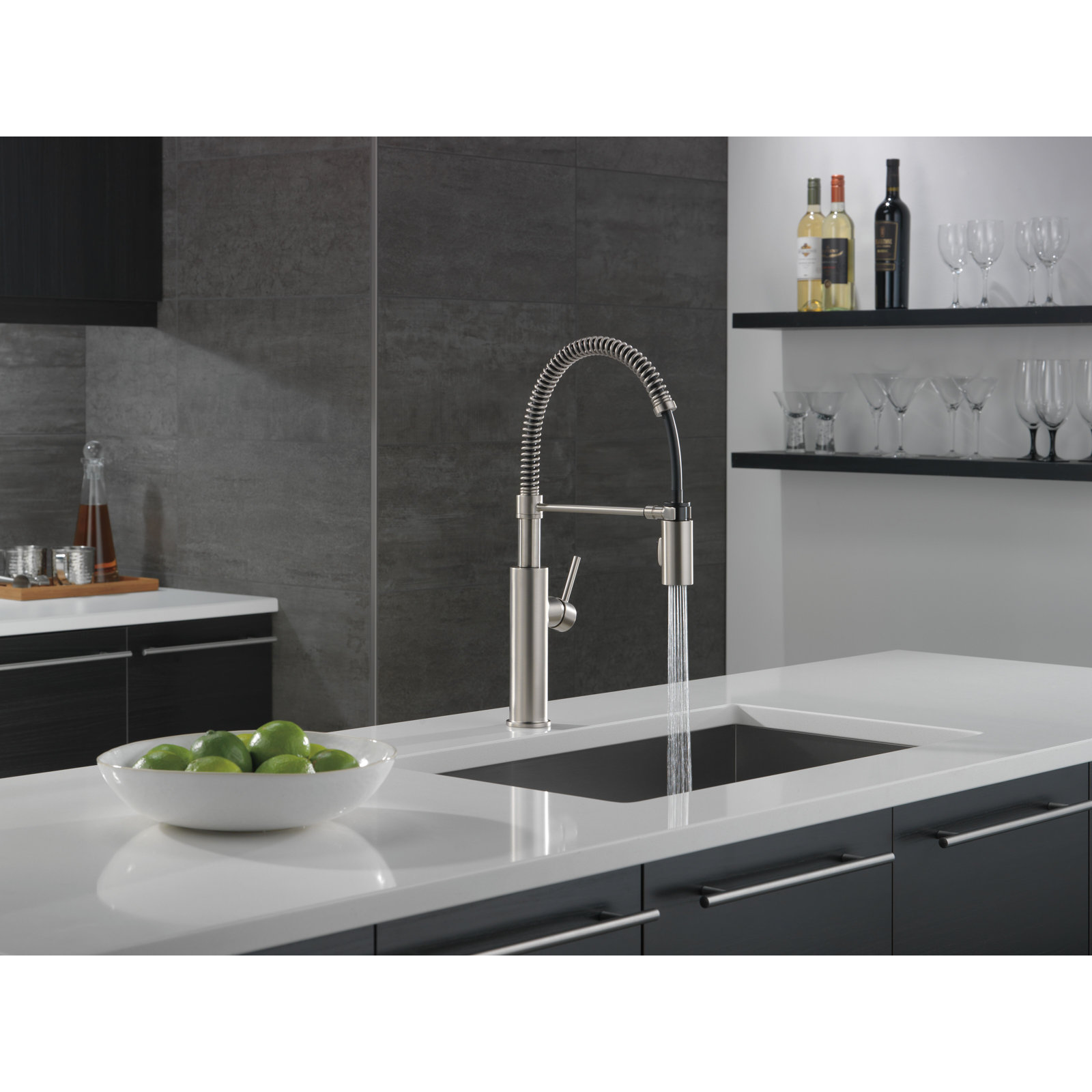 Antoni Commercial Pull-Down Kitchen Faucet, Spotshield Stainless