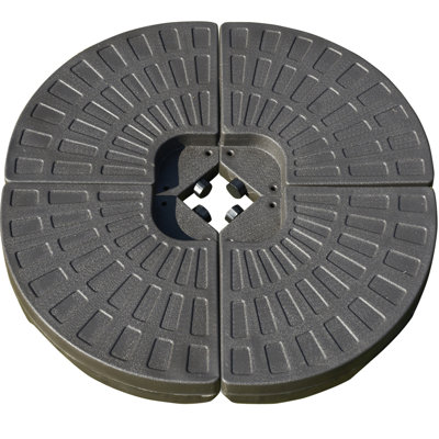4 Cantilever Umbrella Base, Fan-Shaped Tough Heavyweight, Handles Integrated, Stable Material, 148 Lbs Water Or 220 Water/Sand, Coffee 4 Pieces Patio Heavyweight Fan Shaped Weight, Built-In Handles,