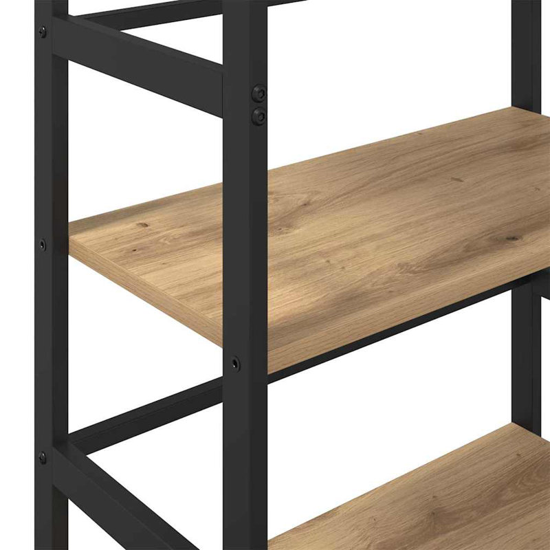 Steel Etagere Bookcase, Artisan Oak, (2 Shelves) 81cm. H x 60cm. W x 29.5cm. D
