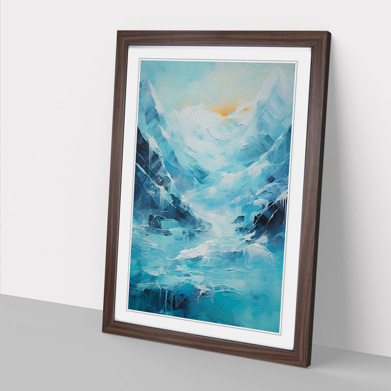 Glacier Action Painting - Framed Print, 46cm H x 34cm W x 2cm D, Walnut