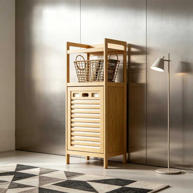 Bamboo Laundry Room Organiser, Natural