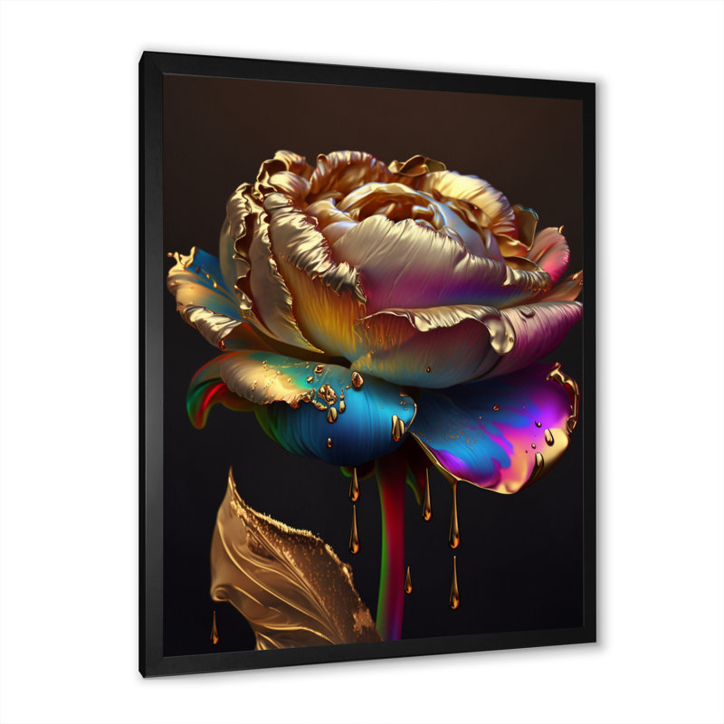 «Rainbow Peony», impression sur toile, Cadre photo noir, H 20 po x l 12 po x P 1 po