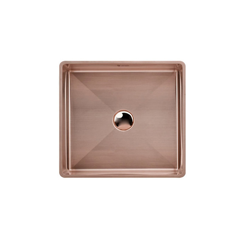 Lavabo de salle de bain rectangulaire à insertion en acier inoxydable , Or rose