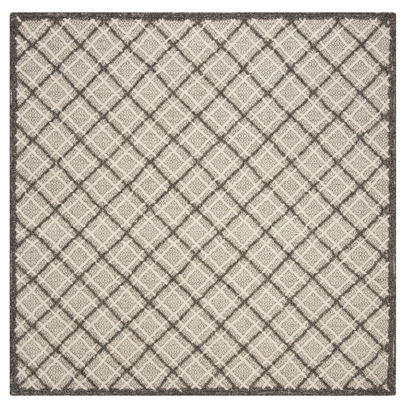 Saranac Trace Hand Tufted Wool Geometric Rug, Square 6'1"