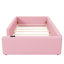 Upholstered Twin Pink Bed With Guardrail And Charging Function - Frame, Comfortable For Bedtime Relaxation Platform Type C Soft Support, Long Lasting Quality