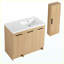 Ensemble de meuble-lavabo sur pied 36 po avec armoire à linge haute, rangement à 3 portes, lavabo simple en résine, finition chêne clair