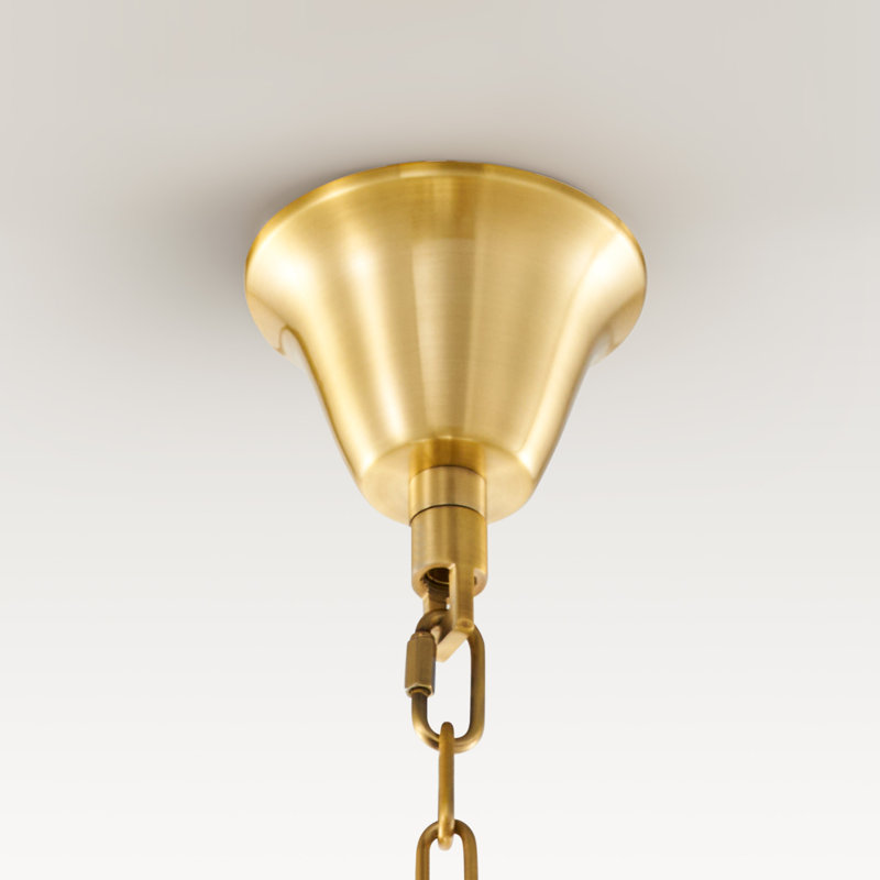 Lustre rond en cristal de luxe moderne 6 lumières 26 po, Laiton brossé