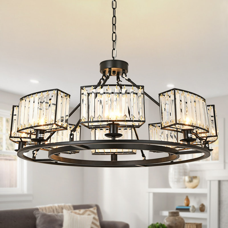 Hyatt 10 - Light Iron Dimmable Chandelier, Black, 39.37" H x 32.67" W x 32.67" D, 8 Lights