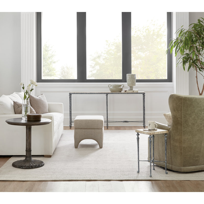 Gray and Brown Stone Top Console Table with Storage