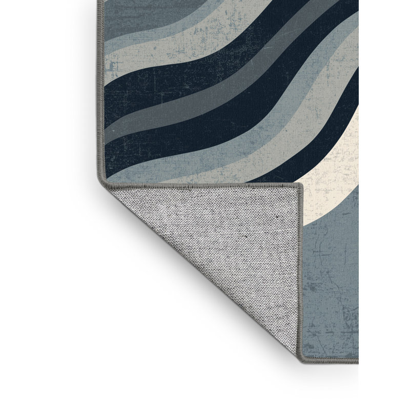 Tapis gris rustique lavable à la machine Pegah Country, Carré 6 pi