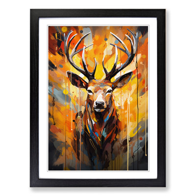 Deer Abstract No.2 - Single Picture Frame Print on Wood