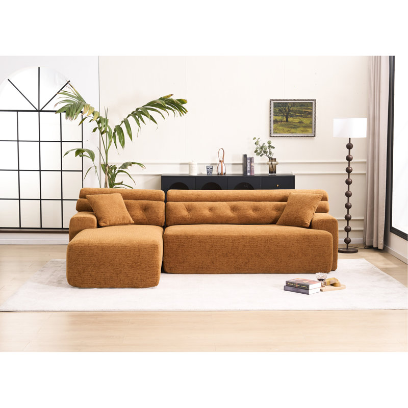 Orange pour la zone de divertissement - Surélevé et confortable, rembourrage 4 meubles de salon à compression en style élégant et fonctionnel