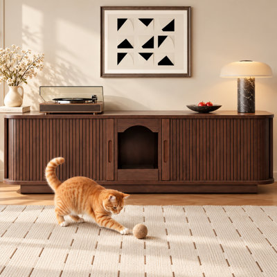 55.1" Double Litter Box Enclosure with Sliding Tambour Doors