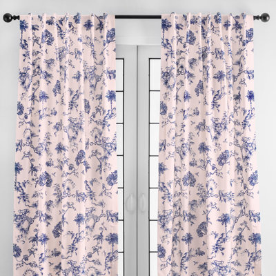 Maison d' Hermine Curtains for living room 100% Cotton 96 inch length Two Panels Light Filtering Toile Curtains for Bedroom Windows with rod and loop Pockets Drapes (Bonobo Blue, 50"W x 96"L)