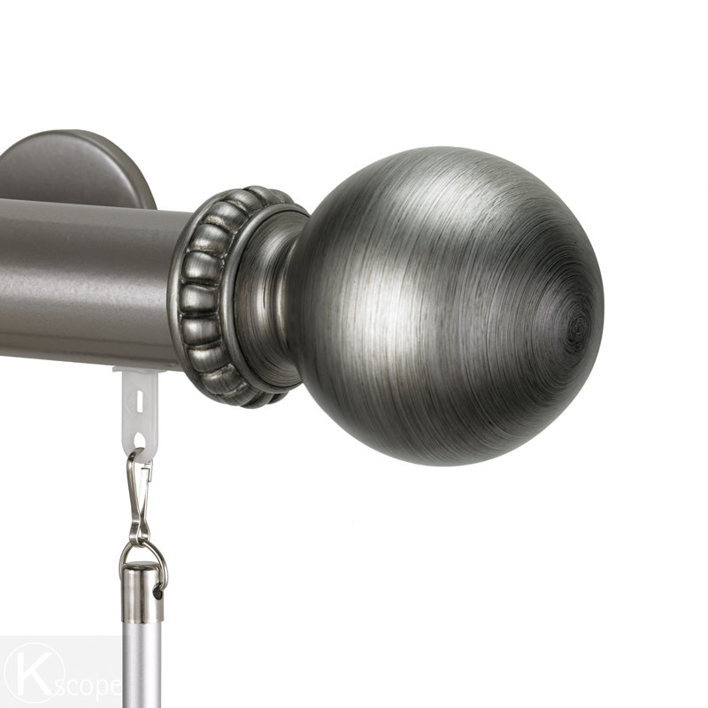 Tringle à rideaux simple en résine 1,5 po Lawlor, Argent antique, H 2 po x l 84 po x P 3,75 po