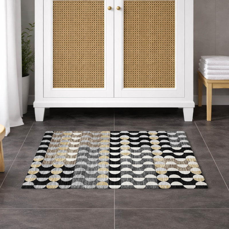 Machine Washable Indoor/Outdoor Chantille ACN2816 Geometric Rug, 2'6" x 3'10", Black