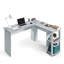 Bureau moderne en L avec tablettes latérales