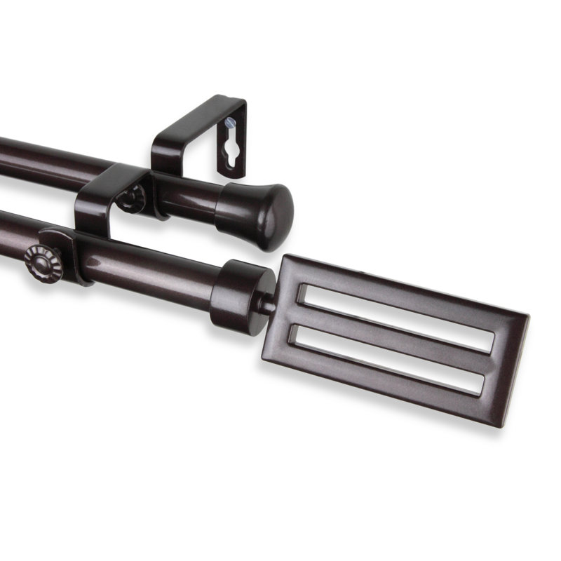 Madill Stainless Steel Adjustable Double Curtain Rod, 28" - 48", Cocoa