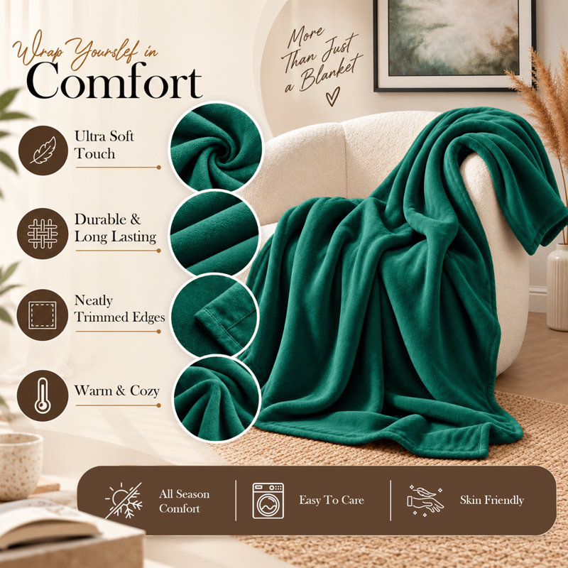Imperial Homeware London Knitted Blanket, Single, Green Emerald