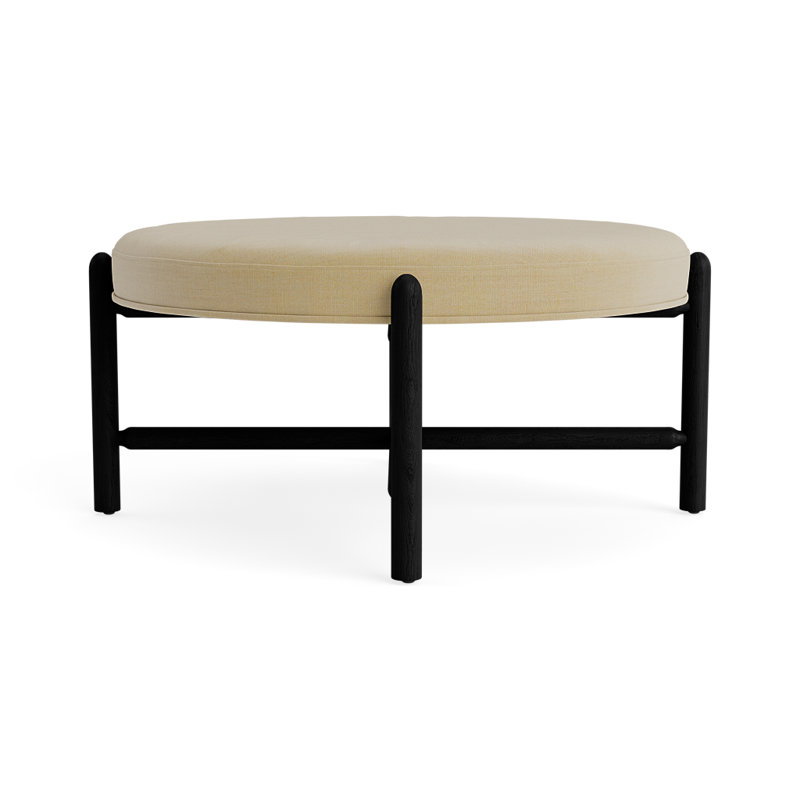 Vane 36" Round Ottoman, Black, Khaki