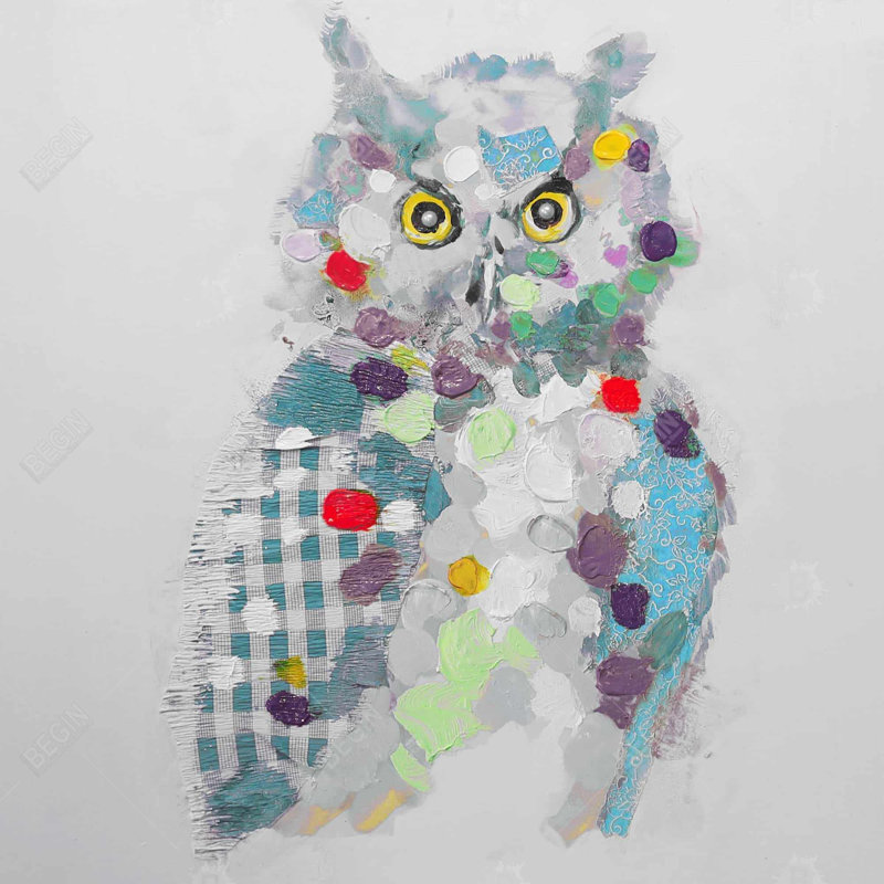 "Hibou texturé abstrait", Bleu