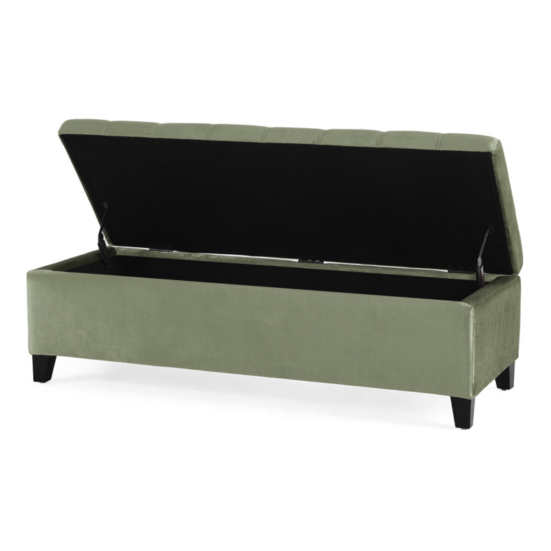 Idalynn 50" Wide Tufted Rectangle Storage Ottoman, Pistachio