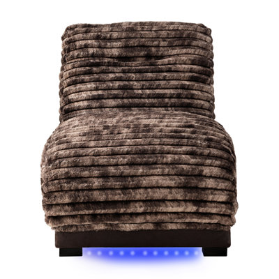 Contemporary Accent Chaise With Led Lights And Seat For Living Space Feature Fabric