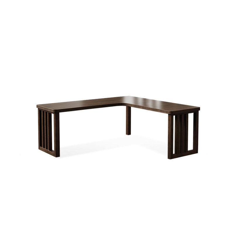 Light walnut L-Shaped Solid Wood desks, 29.53" H x 62.99" W x 55.12" D, Right Hand Return
