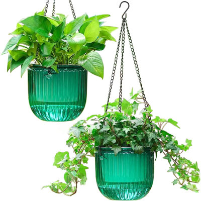 Emerald Elegant 6.5-inch Self-watering Hanging Planter Set (2-pack)
