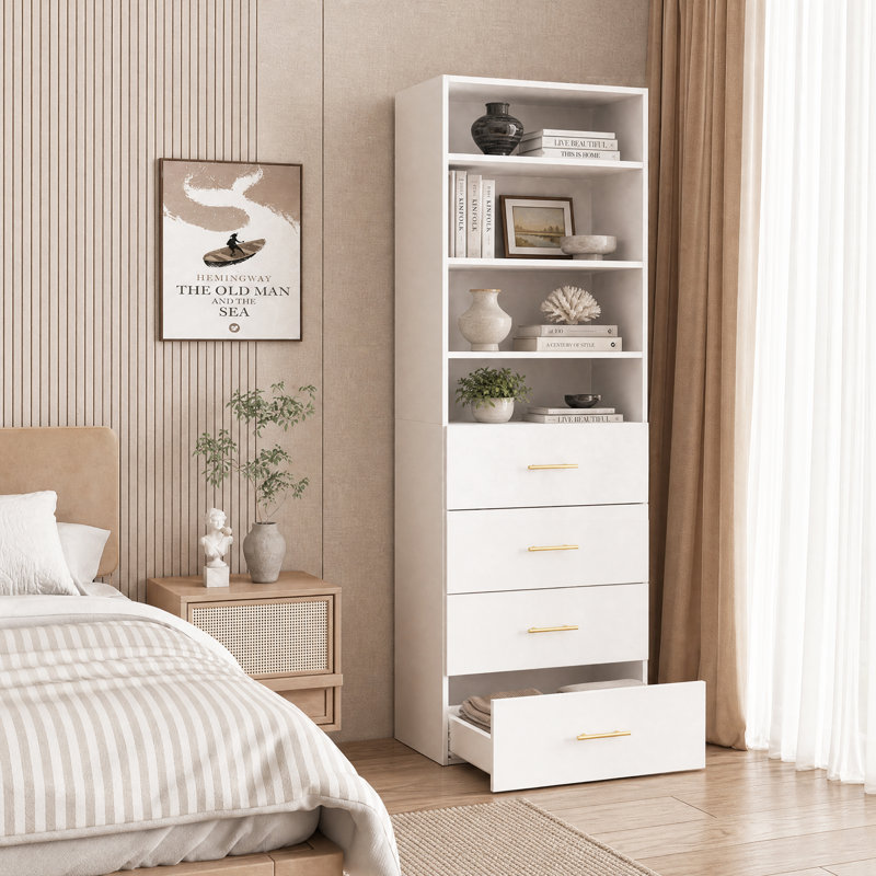 Armoire-penderie courte Altizer 25,5 po L à 4 tiroirs, série D du système de rangement modulaire