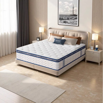 Queen Size Mattress, 12 Inch Hybrid Mattress with Individually Pocketed Innerspring, Medium Firm Support for Restful Sleep