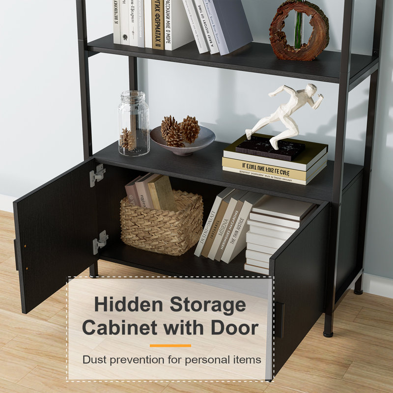 Gretlies Gold Arched Bookshelf with Hidden Storage