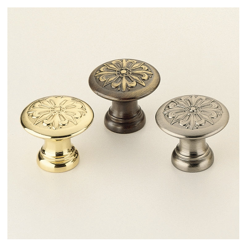 Ornate Mushroom Knob, Polished Brass, 1.56" H x 1.56" W x 1.19" D