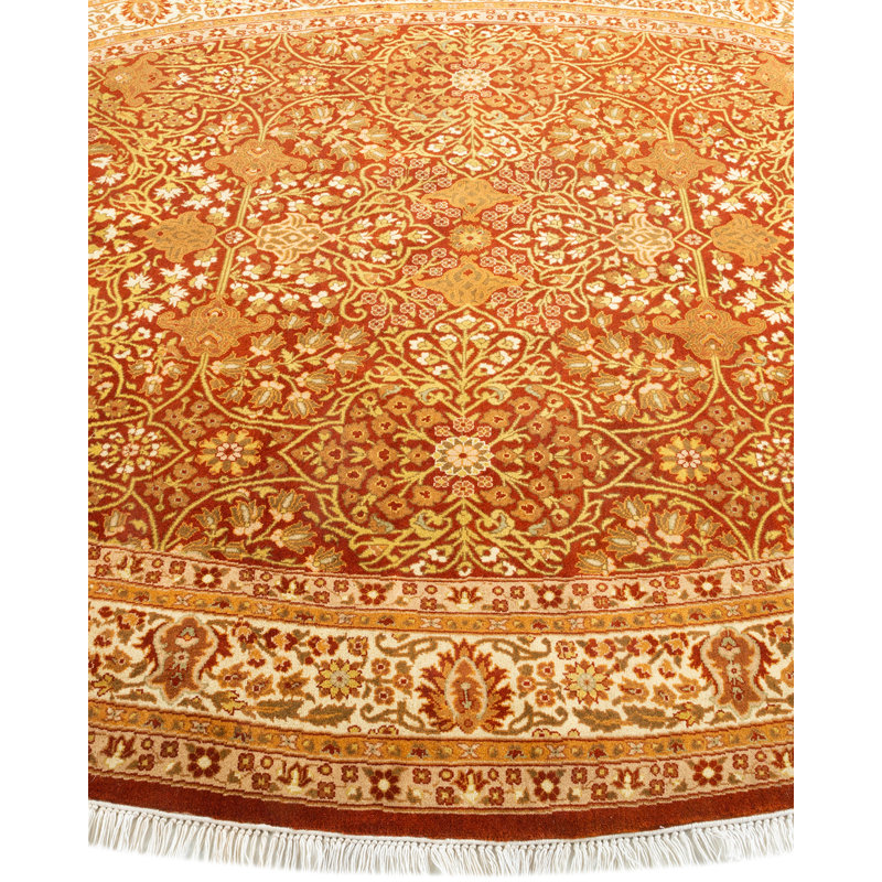 Hayner One-of-a-Kind Hand-Knotted New Age 5'1" x 7'7" Oval Wool Area Rug in Orange/Red
