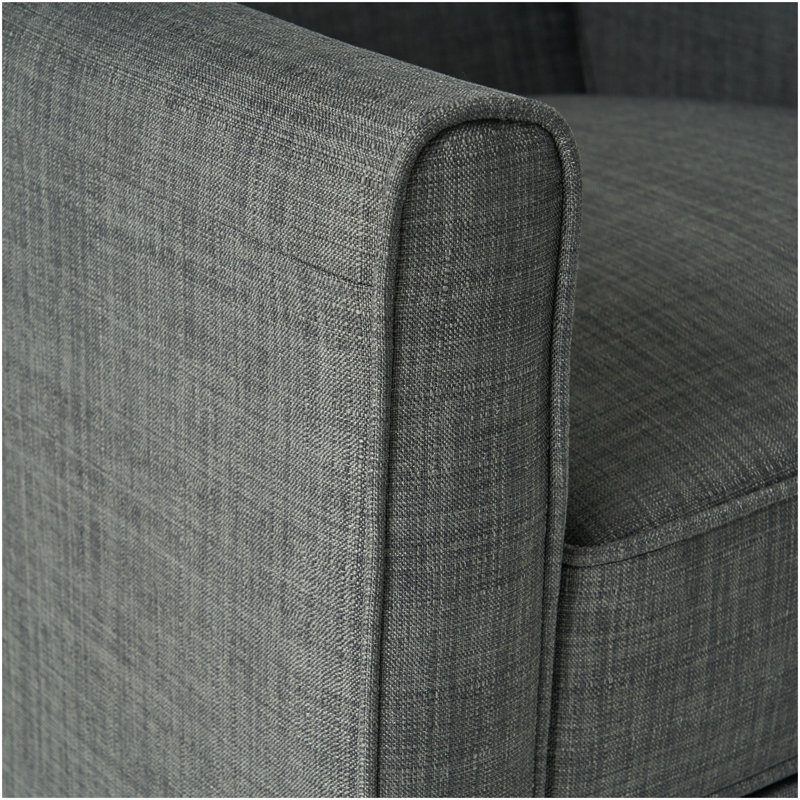 Dark Grey Linen Push Back Chair For Elegant Home Décor, Gray Fabric