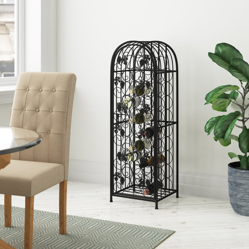 Culbane Floor Wine Bottle Rack in Silver, Black